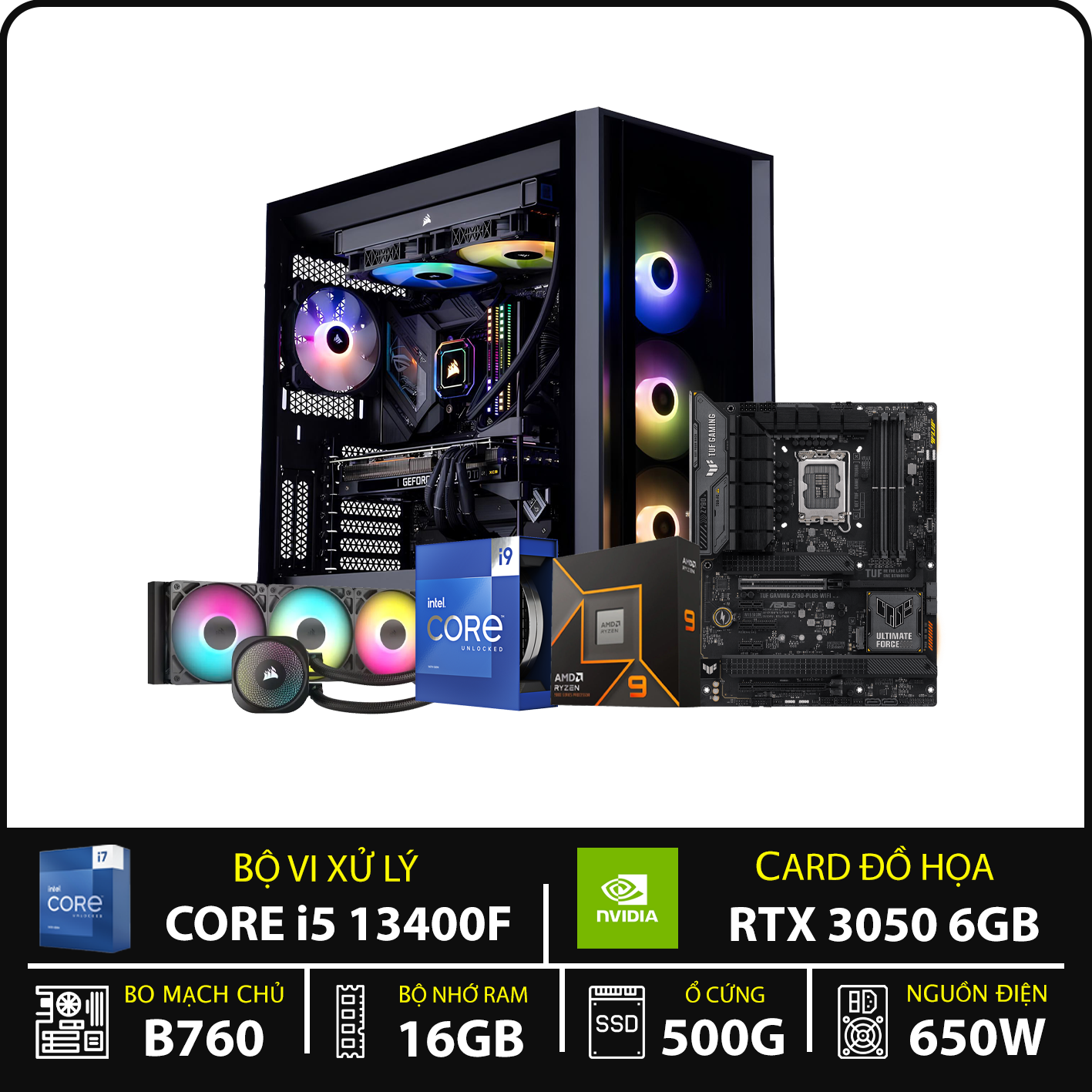 PNPC CORE I5 13400F | 16GB | NVME 500GB | NVIDIA RTX 3050 6GB GDDR6