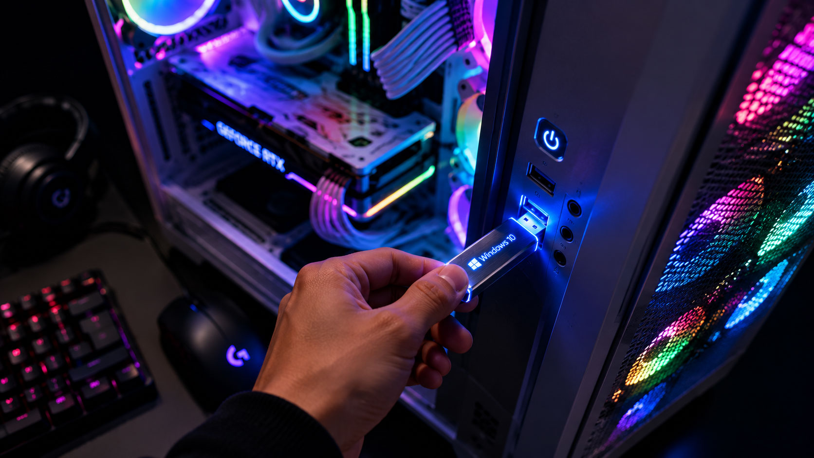 Cách cài win 10 bằng usb chi tiết qua việc cắm bộ cài vào cổng USB máy tính