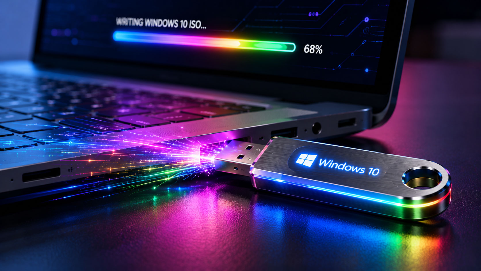 Hướng dẫn cài win 10 Rufus bằng cách nạp file ISO vào USB boot đa sắc màu
