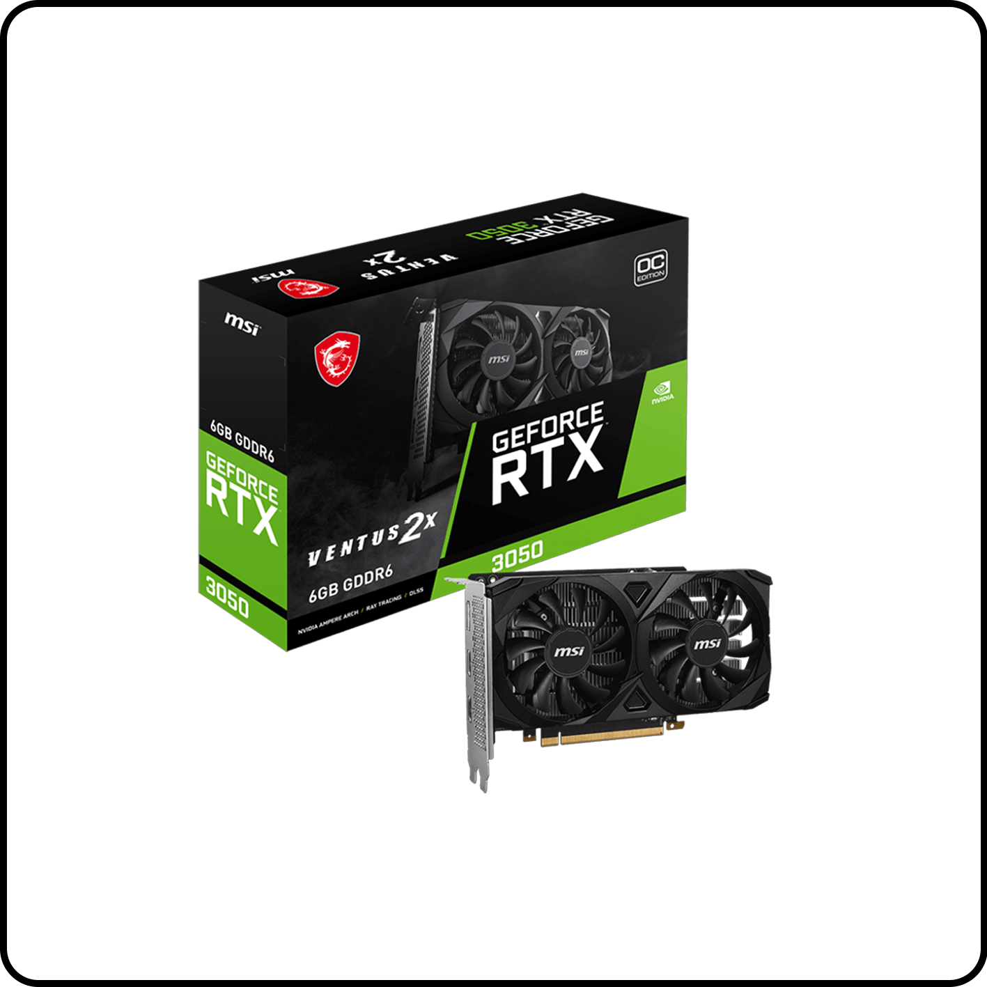 CARD MÀN HÌNH NVIDIA GEFORCE RTX 3050 6GB MSI VENTUS 2X OC GDDR6