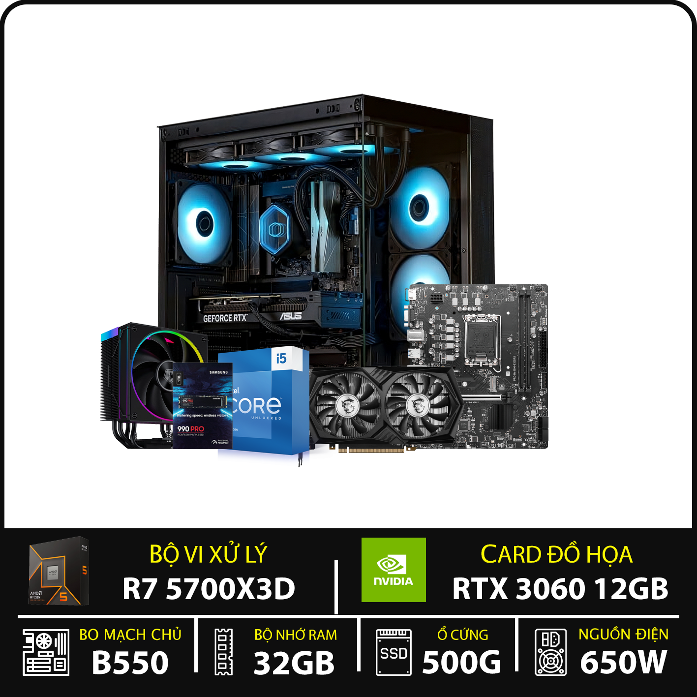PNPC AMD RYZEN 7 5700X3D | 32GB | NVME 500GB | NVIDIA RTX 3060 12GB GDDR6