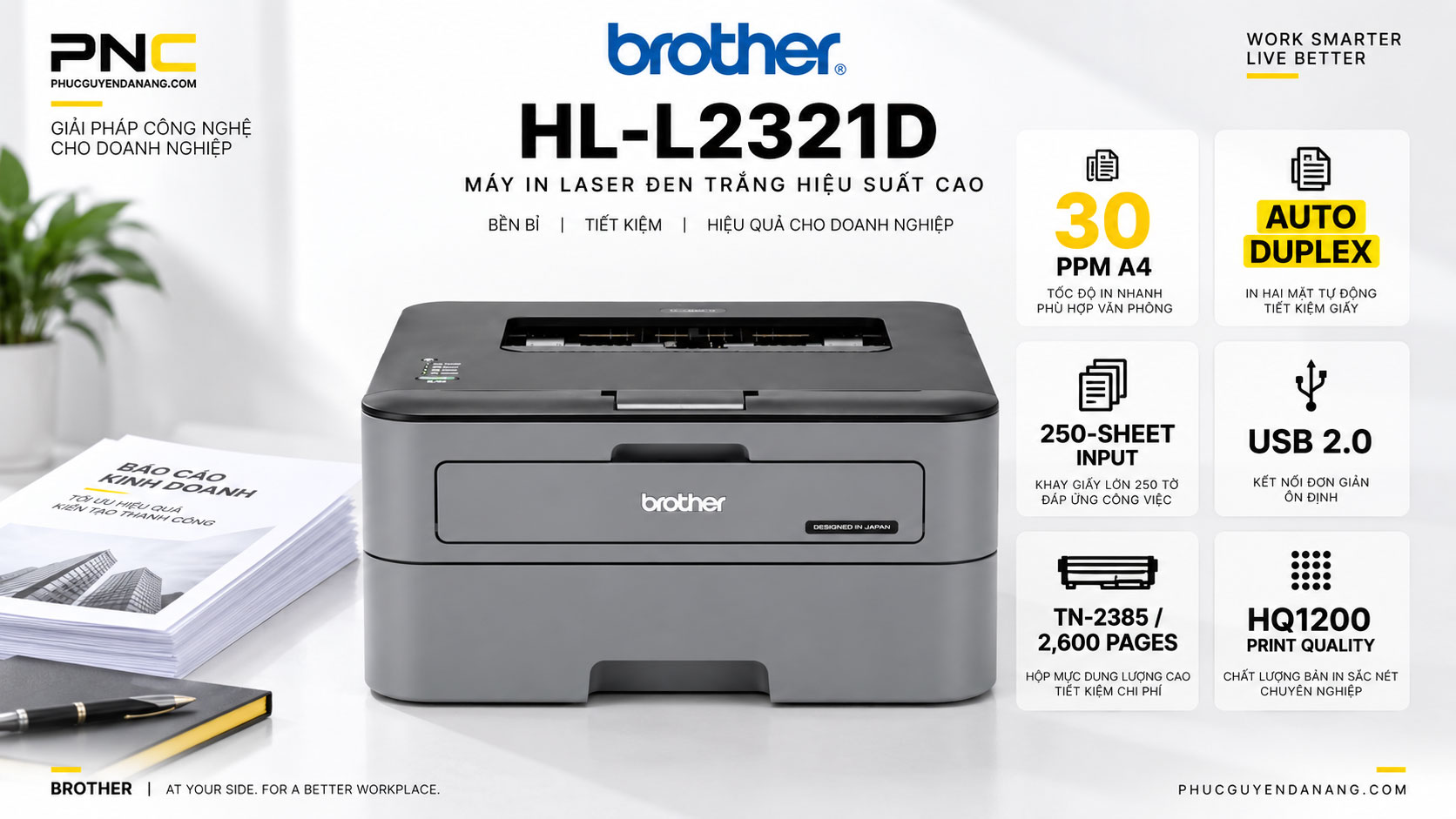 Brother HL-L2321D máy in laser 30 trang phút đảo mặt tự động