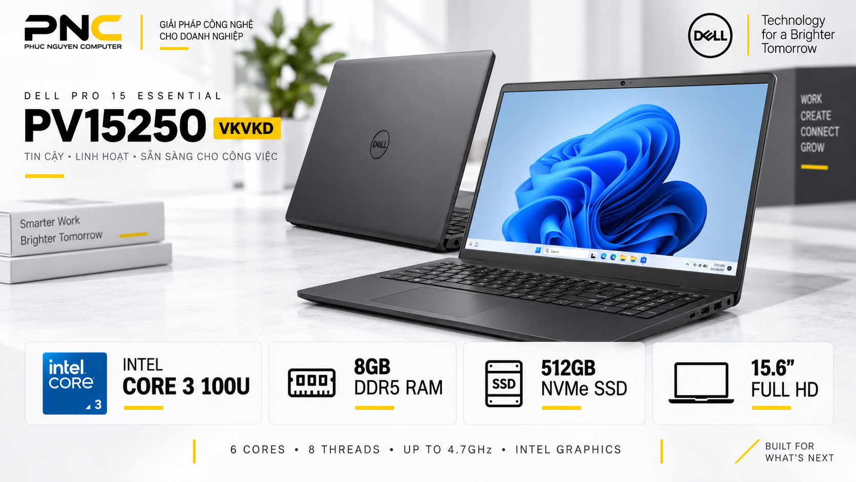 Dell Pro 15 Essential PV15250 Core 3 100U RAM DDR5 SSD 512GB