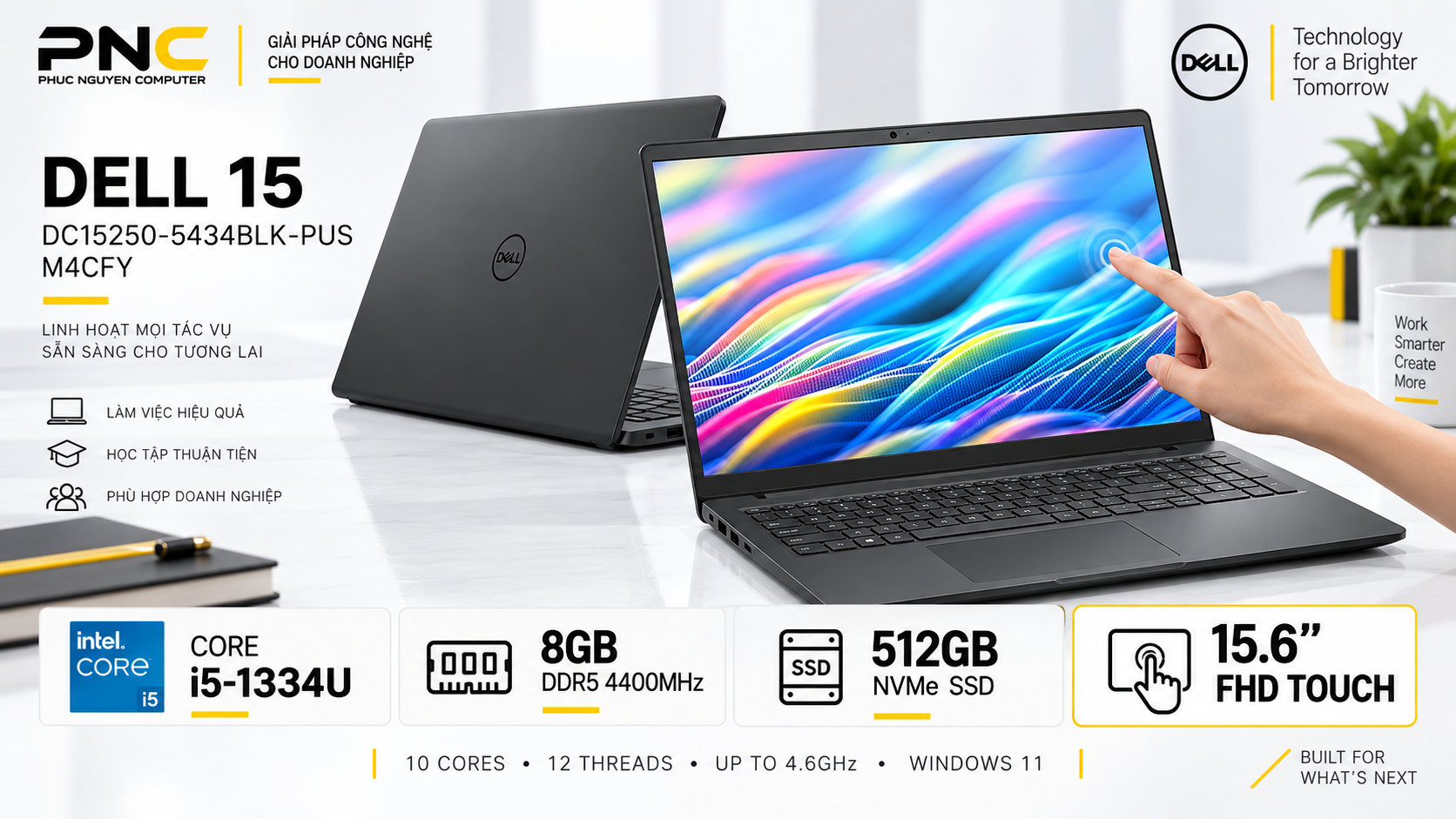 Dell DC15250 M4CFY i5-1334U DDR5 màn hình cảm ứng
