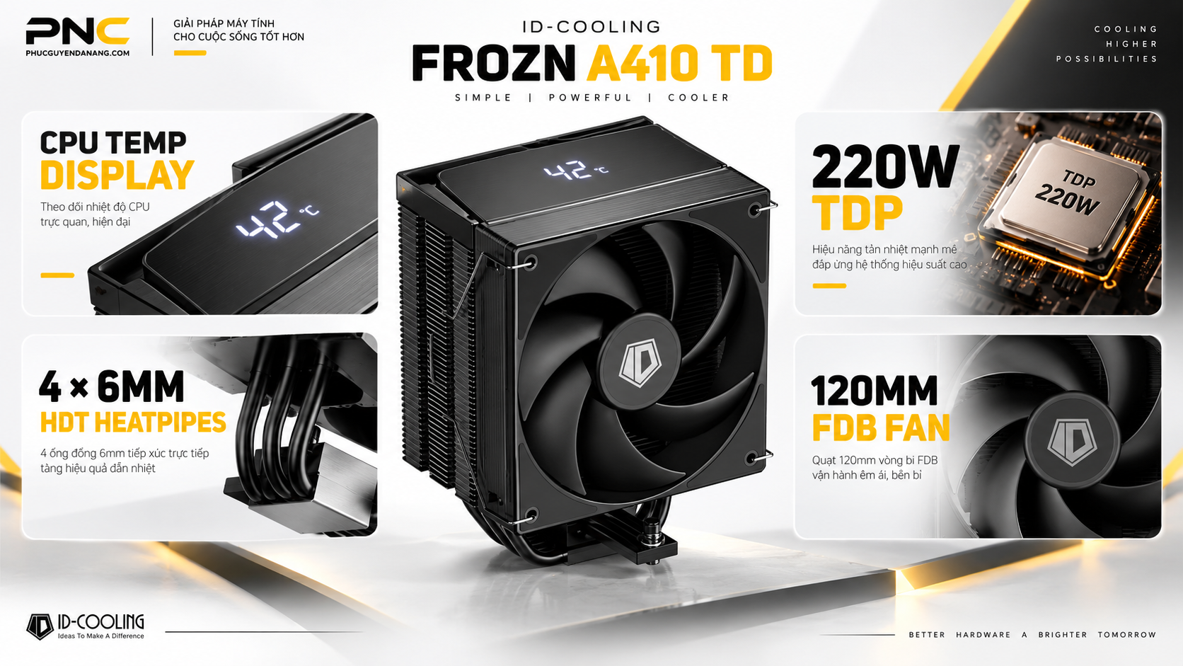 FROZN A410 TD màn hình nhiệt độ 220W 4 heatpipe FDB
