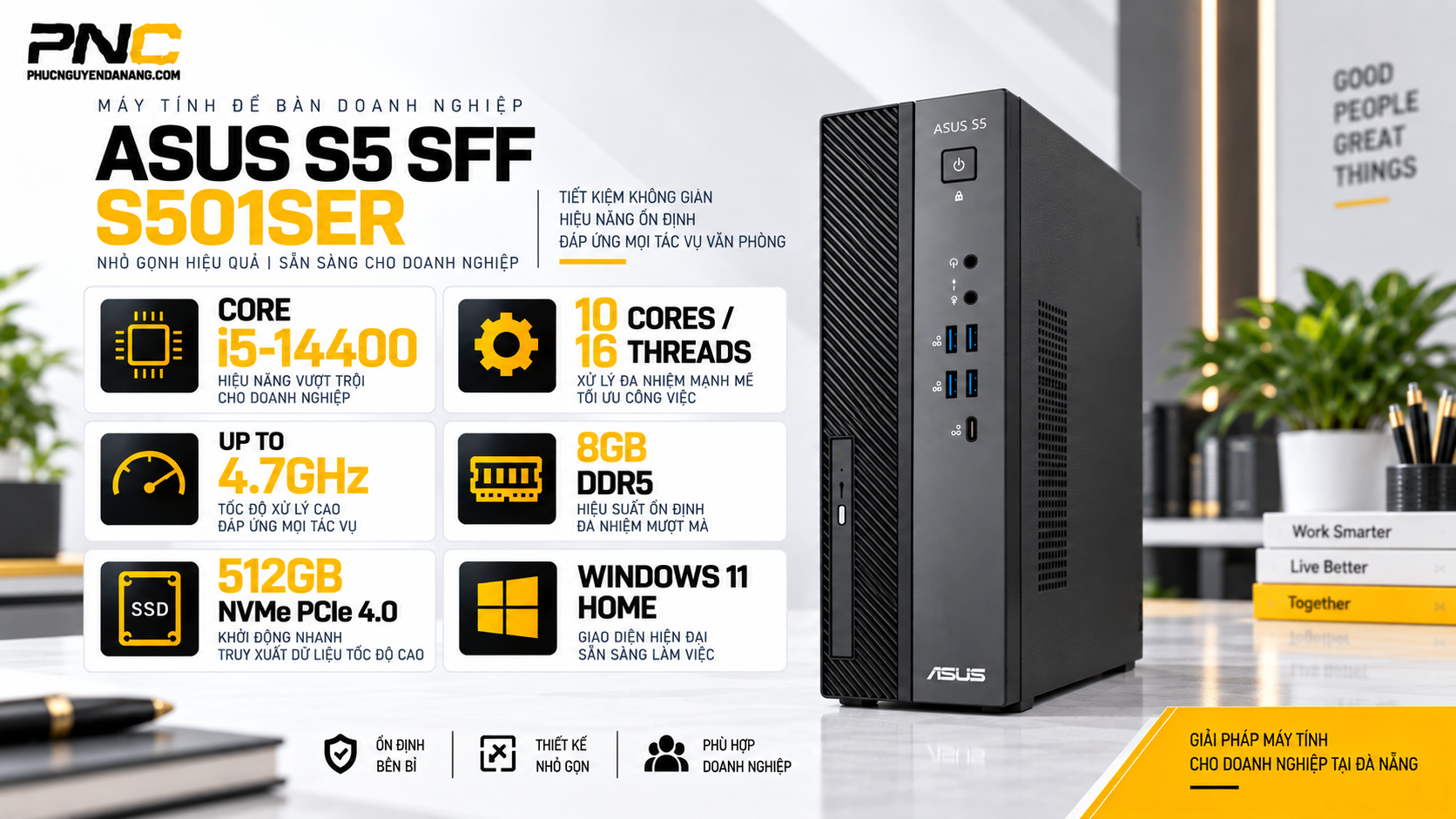 Máy bộ ASUS S501SER-514400056W Core i5-14400 8GB DDR5 SSD 512GB