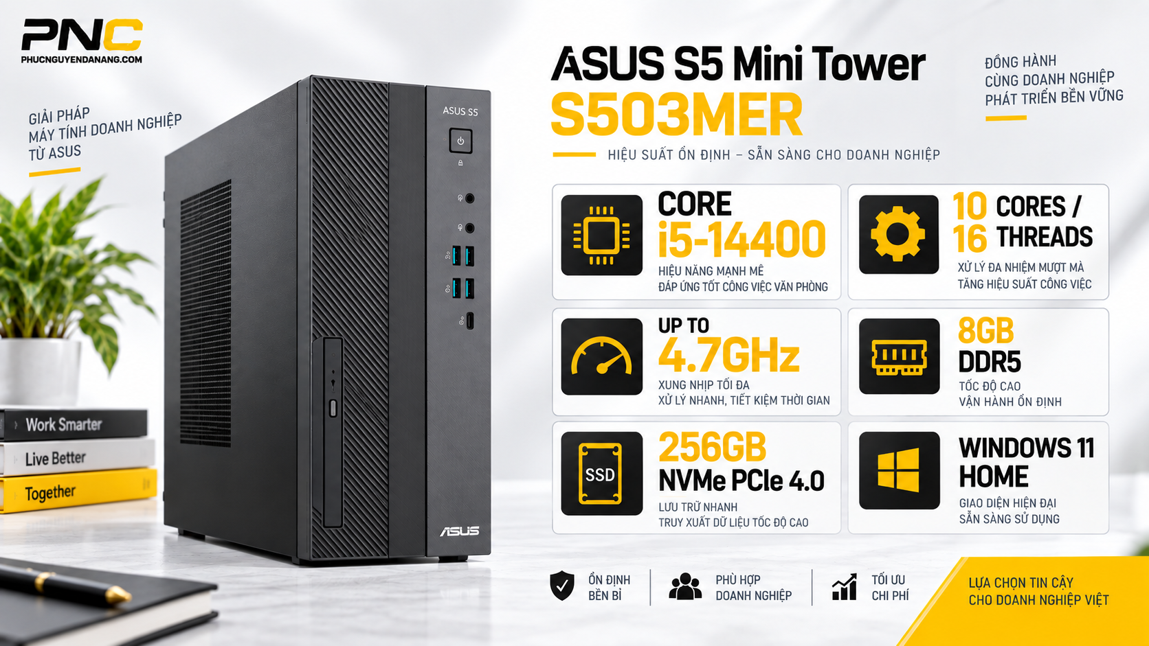Máy tính ASUS S503MER Core i5-14400 cho văn phòng Đà Nẵng
