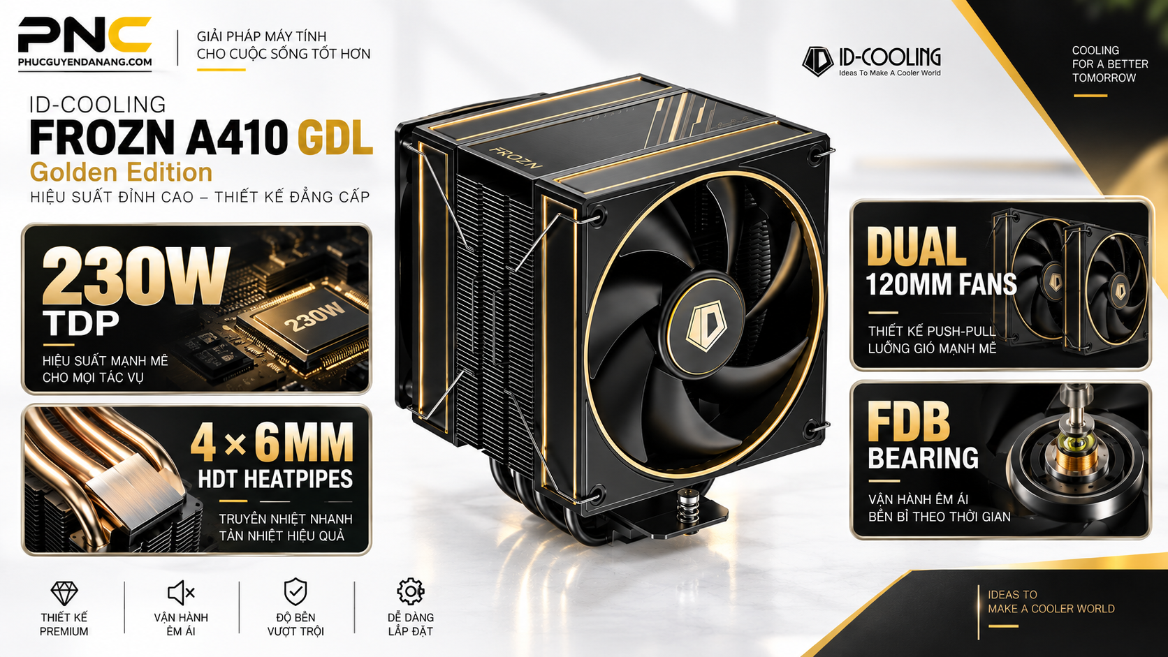 ID-COOLING FROZN A410 GDL 230W 4 heatpipe 2 fan FDB