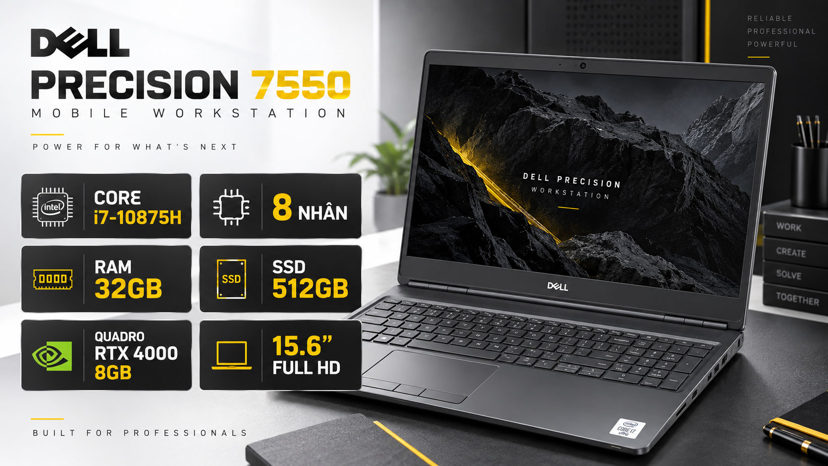 Thông số Dell Precision 7550 i7-10875H RAM 32GB RTX 4000
