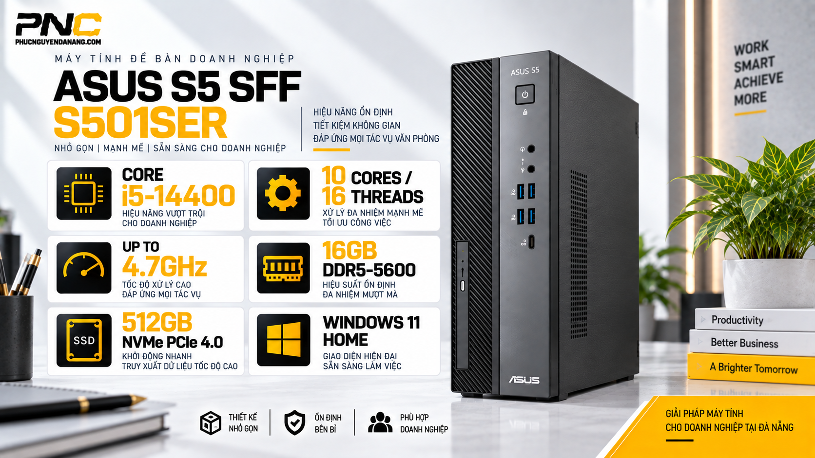 Máy bộ ASUS Core i5-14400 S501SER-514400057W RAM 16GB SSD 512GB