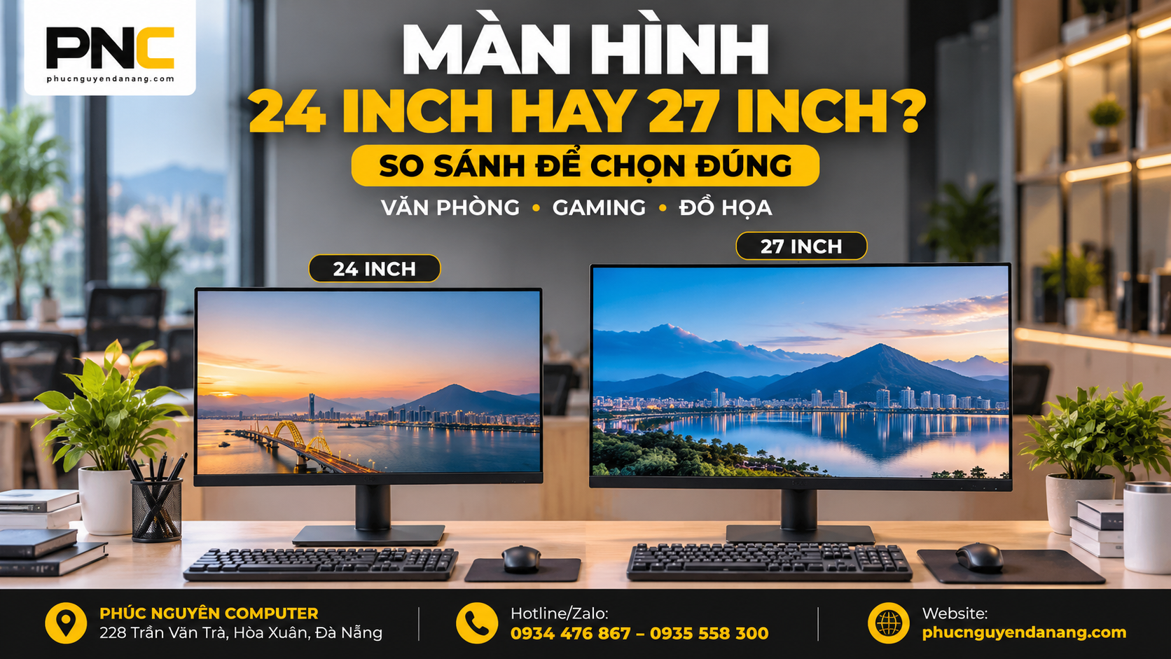 Màn hình 24 inch hay 27 inch – so sánh kích thước và nhu cầu sử dụng