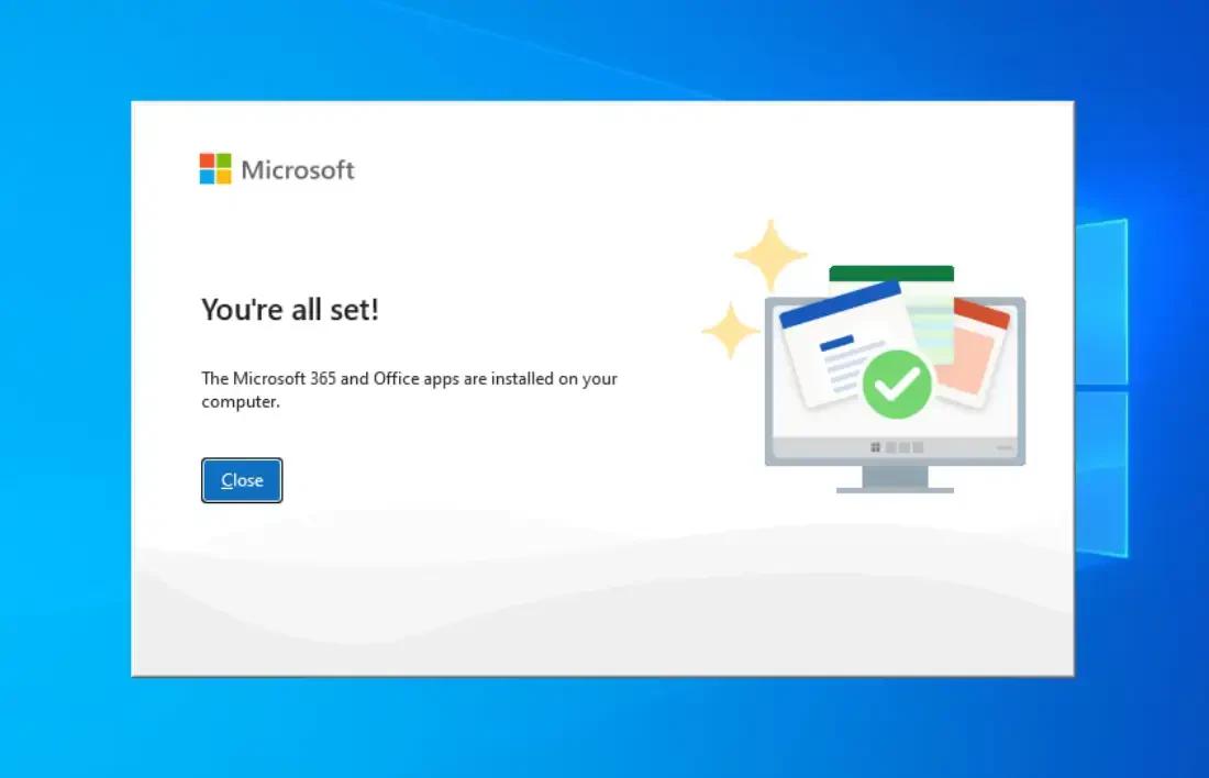 Thông báo cài đặt Microsoft Office Home & Business 2024 thành công