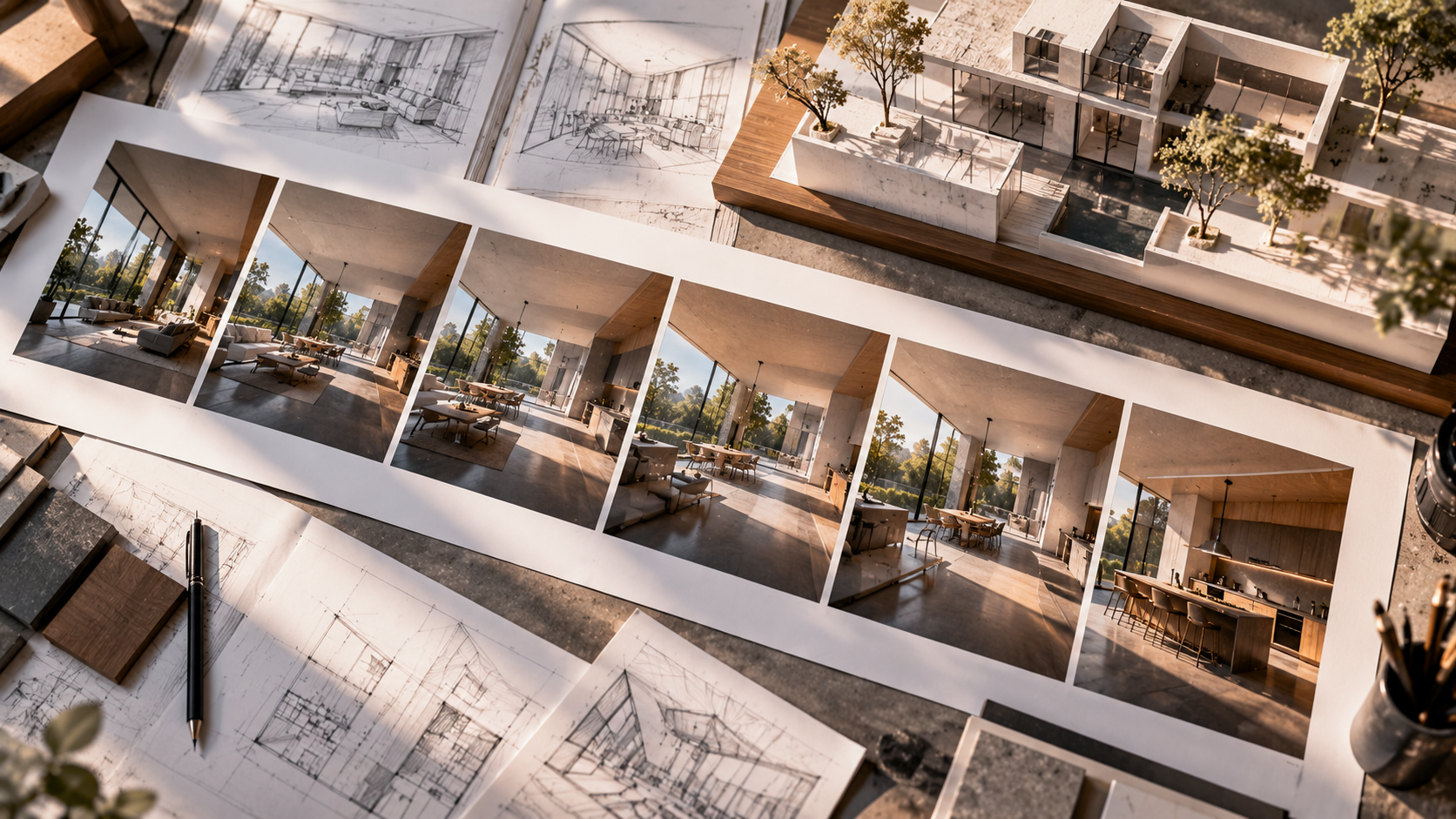 Chuỗi khung hình render animation 3D thể hiện chuyển động camera