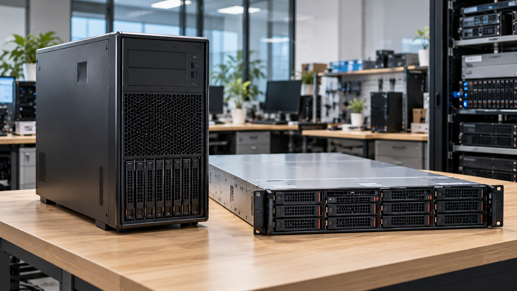 So sánh kiểu dáng máy chủ Tower Server và Rack Server khi chọn mua