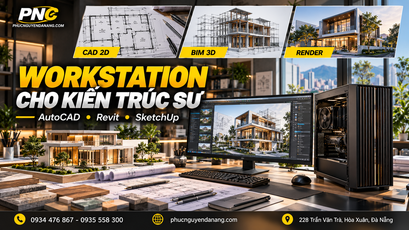 Workstation cho kiến trúc sư sử dụng AutoCAD, Revit và SketchUp tại Phúc Nguyên Computer